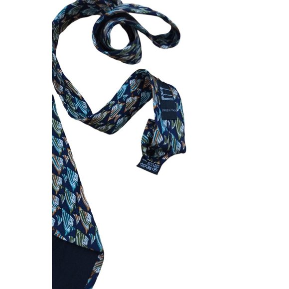 DUNHILL Blue Fish Logo Silk Tie ITALY 60"/ 4" EC - Picture 6 of 7